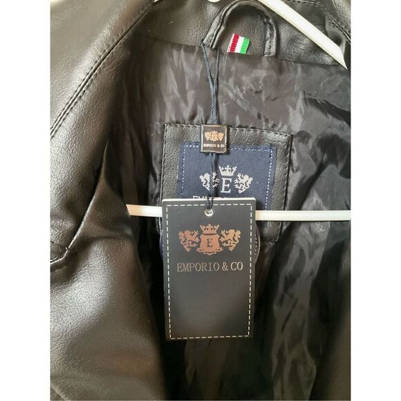 Emporio & Co Faux Leather Short Trench. Size Small. NWT. Made in Italy - Picture 8 of 16